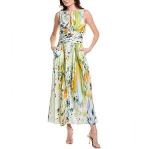 Oscar de la Renta Halter Abstract Maxi Dress size 12